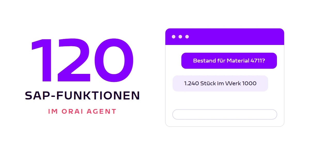 Blog-Karte: 120 SAP-Funktionen im ORAI Agent, Chat-Beispiel in natürlicher Sprache